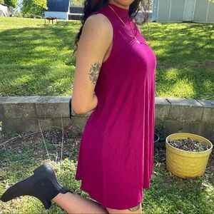 🍁Magenta Forever 21 Ribbed Mock Neck Mini Dress🍁